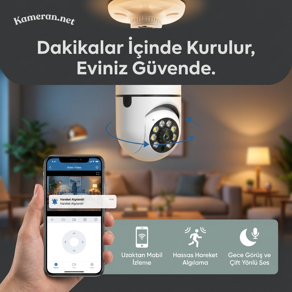 Ampül Gibi Takılan Akıllı Güvenlik Kamerası | KAMERAN.NET