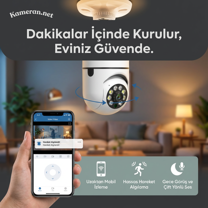 Ampül Gibi Takılan Akıllı Güvenlik Kamerası | KAMERAN.NET