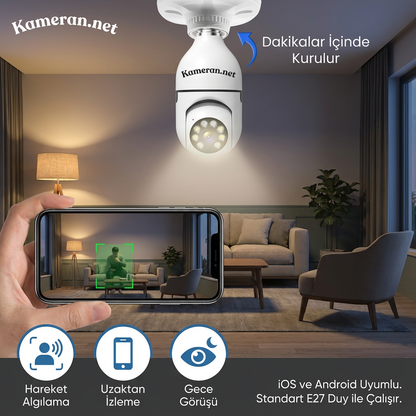 Ampül Gibi Takılan Akıllı Güvenlik Kamerası | KAMERAN.NET